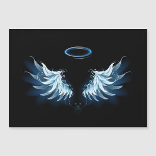 Blue Glowing Angel Wings on black background