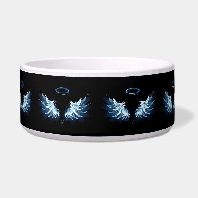 Blue Glowing Angel Wings on black background (Front)
