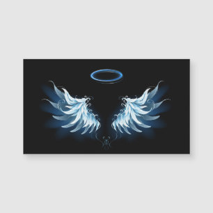 Blue Glowing Angel Wings on black background