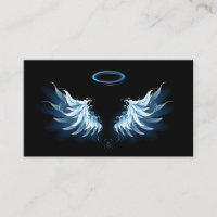 Blue Glowing Angel Wings on black background