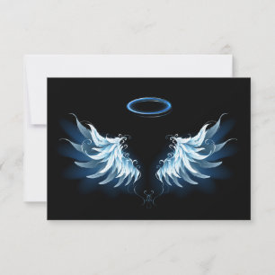 Blue Glowing Angel Wings on black background Advice Card