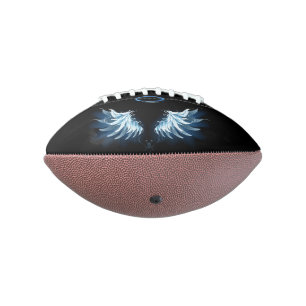 Blue Glowing Angel Wings on black background American Football