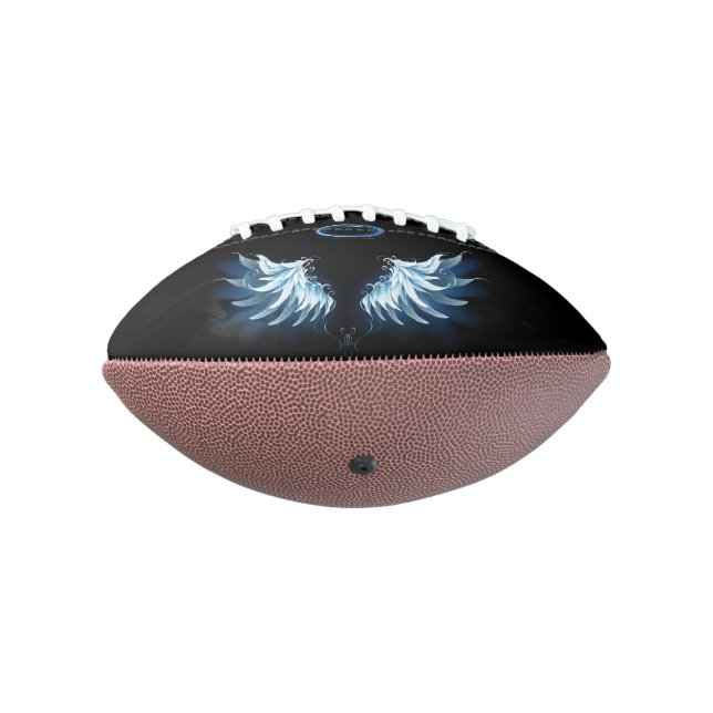 Blue Glowing Angel Wings on black background American Football (Rotated 270)