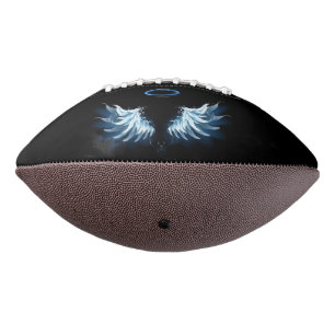Blue Glowing Angel Wings on black background American Football