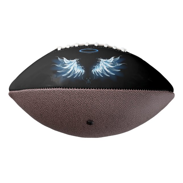 Blue Glowing Angel Wings on black background American Football (Rotated 270)