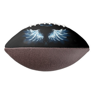 Blue Glowing Angel Wings on black background American Football
