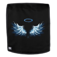 Blue Glowing Angel Wings on black background