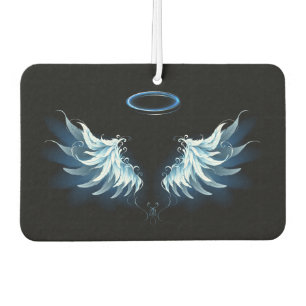 Blue Glowing Angel Wings on black background Car Air Freshener