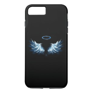 Blue Glowing Angel Wings on black background iPhone 8 Plus/7 Plus Case