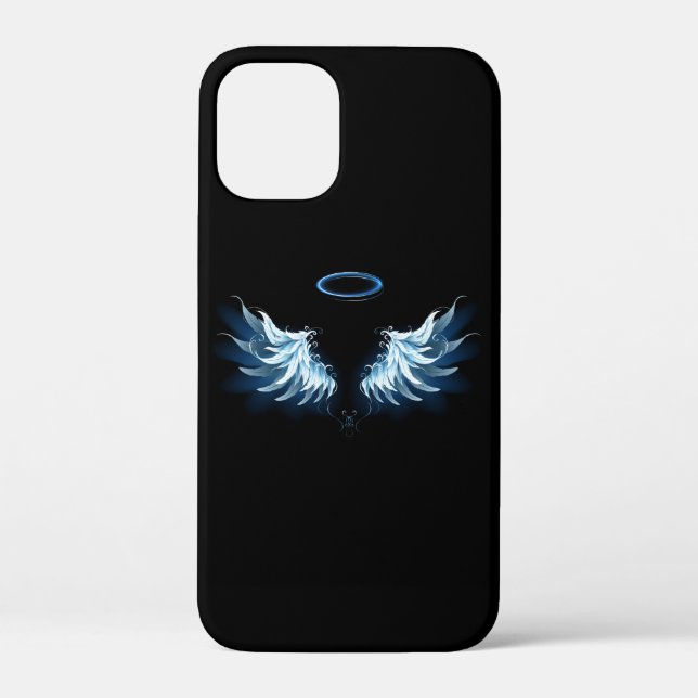 Blue Glowing Angel Wings on black background Case-Mate iPhone Case (Back)