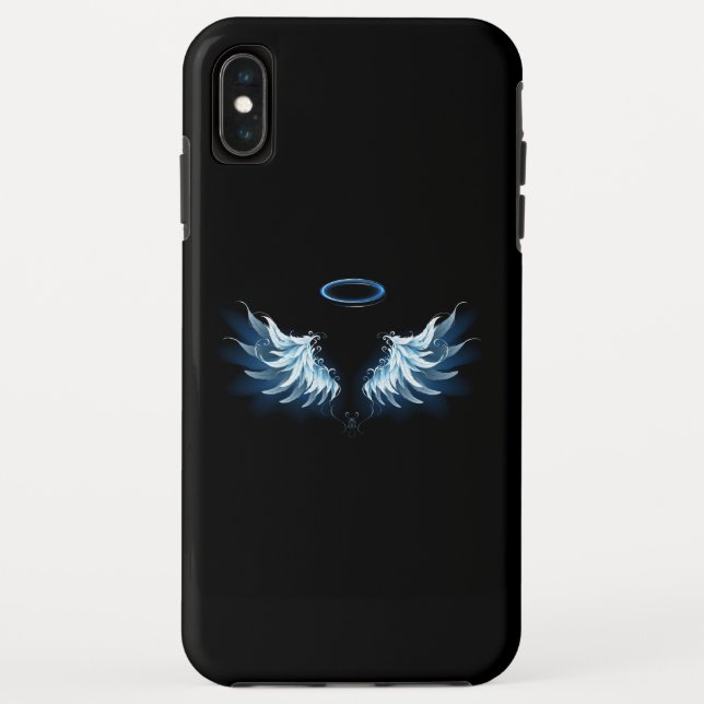 Blue Glowing Angel Wings on black background Case-Mate iPhone Case (Back)