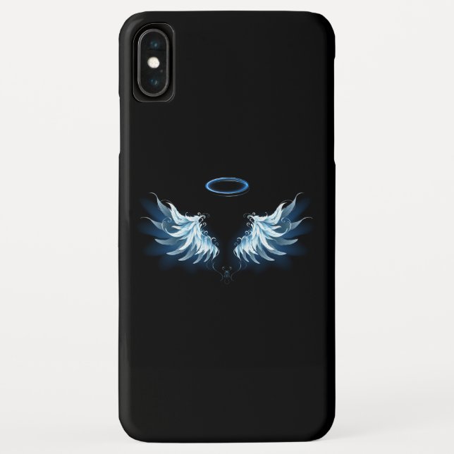 Blue Glowing Angel Wings on black background Case-Mate iPhone Case (Back)