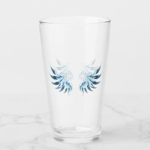 Blue Glowing Angel Wings on black background Glass