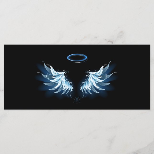Blue Glowing Angel Wings on black background Menu (Front)
