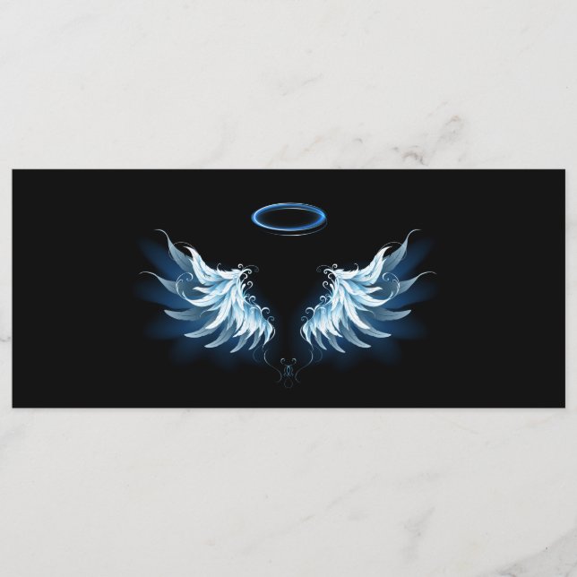Blue Glowing Angel Wings on black background Menu (Front)