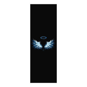 Blue Glowing Angel Wings on black background Photo Print