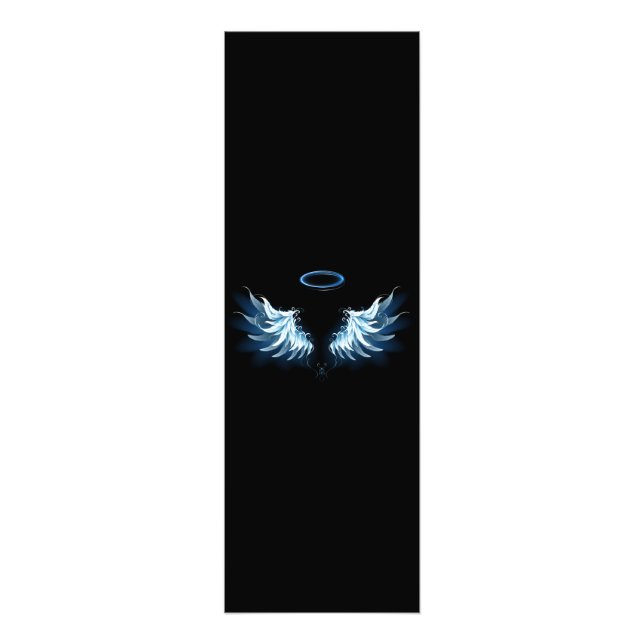 Blue Glowing Angel Wings on black background Photo Print (Front)