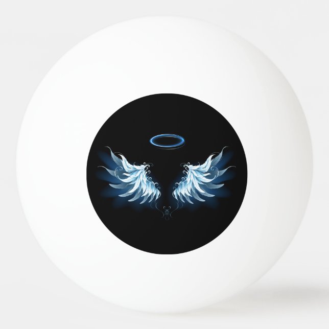 Blue Glowing Angel Wings on black background Ping Pong Ball (Front)
