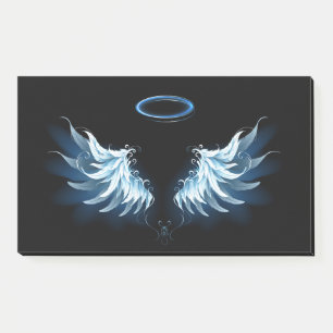 Blue Glowing Angel Wings on black background Post-it Notes