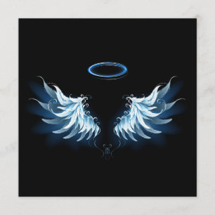 Blue Glowing Angel Wings on black background Programme
