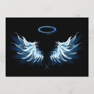 Blue Glowing Angel Wings on black background Programme