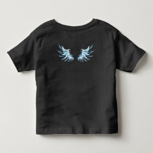 Blue Glowing Angel Wings on black background Toddler T-Shirt