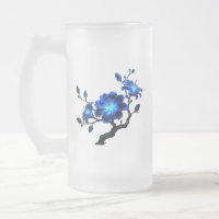 Blue Glowing Floral Branch Beer Mug