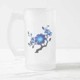 Blue Glowing Floral Branch Beer Mug