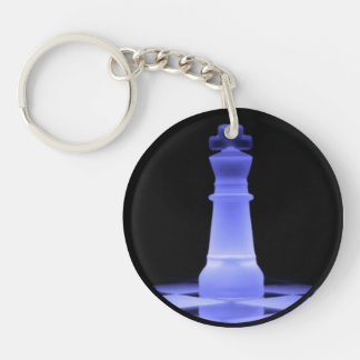Blue Glowing King Chess Piece Key Ring