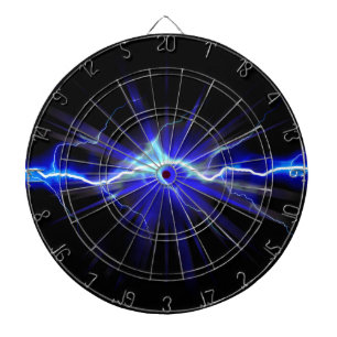 Blue glowing lightning or electricity dartboard