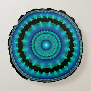 Blue glowing round ornament cushion