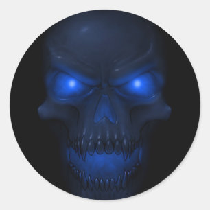 Blue Glowing Skull Classic Round Sticker