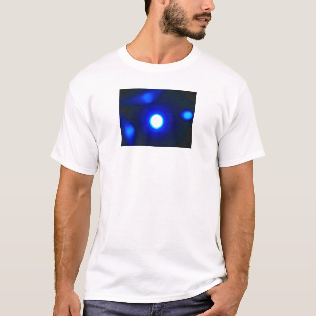 "Blue Glows" White T-Shirt (Front)