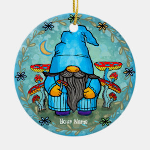 Blue gnome  ceramic tree decoration