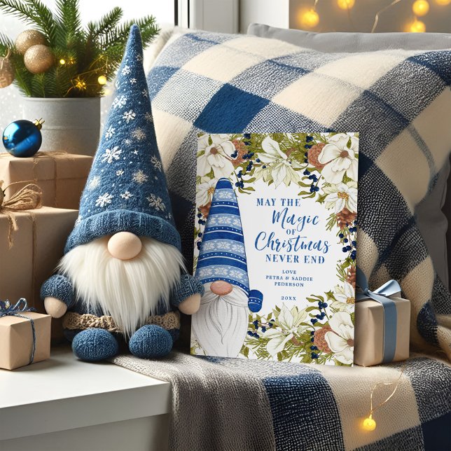 Blue Gnome Magic of the Holidays Flat Holiday Card (Creator Uploaded)