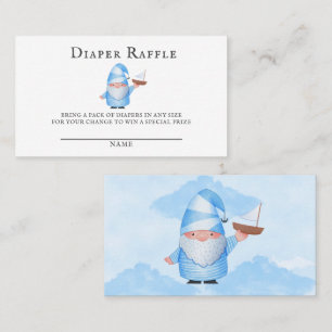 Blue Gnome Sailboat Clouds Baby Diaper Raffle Business Card