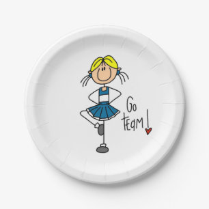 Blue Go Team Cheerleader Paper Plate