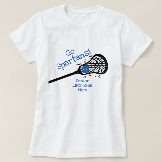 Blue Go Team Lacrosse Mum T-Shirt (Design Front)