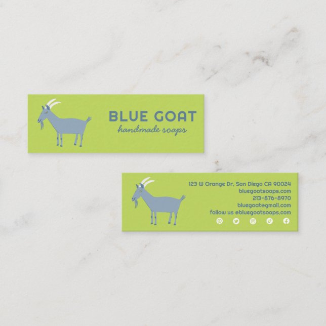 Blue GOAT Crafts Soap Artisan Cute Farm Livestock  Mini Business Card (Front/Back)