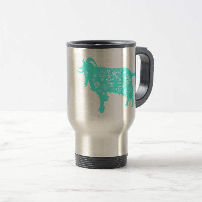 Blue Goat Vietnamese Chinese Year Zodiac Travel M Travel Mug (Front Right)
