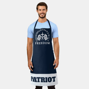 blue God Family Country Freedom Patriot Apron