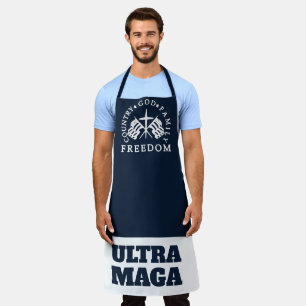 blue God Family Country Freedom ULTRA MAGA Apron
