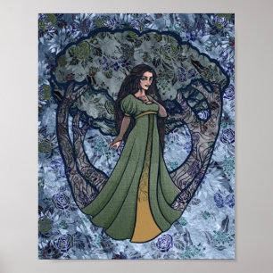 Blue Goddess Woods Pagan Art Nature Goddesses      Poster
