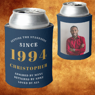 Blue Gold 30th Birthday 1994 Photo Template Can Cooler