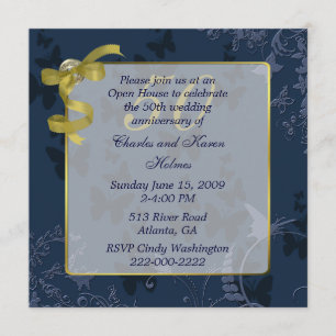 Blue & Gold 50th Wedding Anniversary Invitation