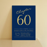 Blue Gold 60th Birthday Party Invitation<br><div class="desc">Celebrate the big milestone of turning sixty with this beautiful and personalised 60th birthday invitation. Featuring a stylish blue background with gold script, this custom party invite will be sure to wow your guests and make your celebration unforgettable. Invite your friends and family to join you in commemorating this momentous...</div>