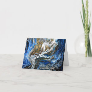 Blue Gold Abstract 3D effect Blank Note Cards