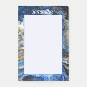 Blue Gold Abstract 3D effect Personalised 4x6 Post-it Notes