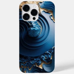 BLUE & GOLD ABSTRACT LIQUID LOOK SWIRLS Case-Mate iPhone 14 PRO MAX CASE