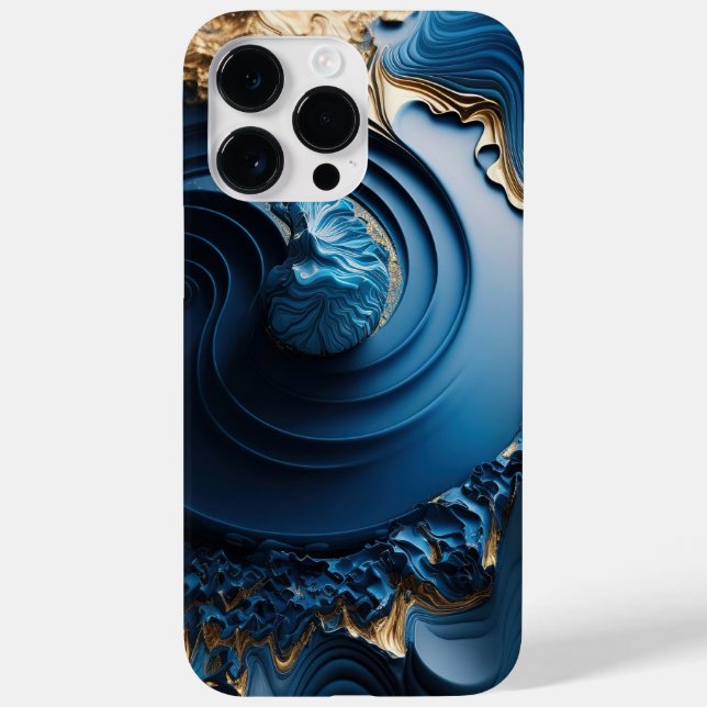 BLUE & GOLD ABSTRACT LIQUID LOOK SWIRLS Case-Mate iPhone CASE (Back)
